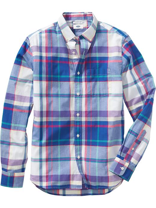 View large product image 1 of 1. Men's Slim-Fit Plaid Shirts