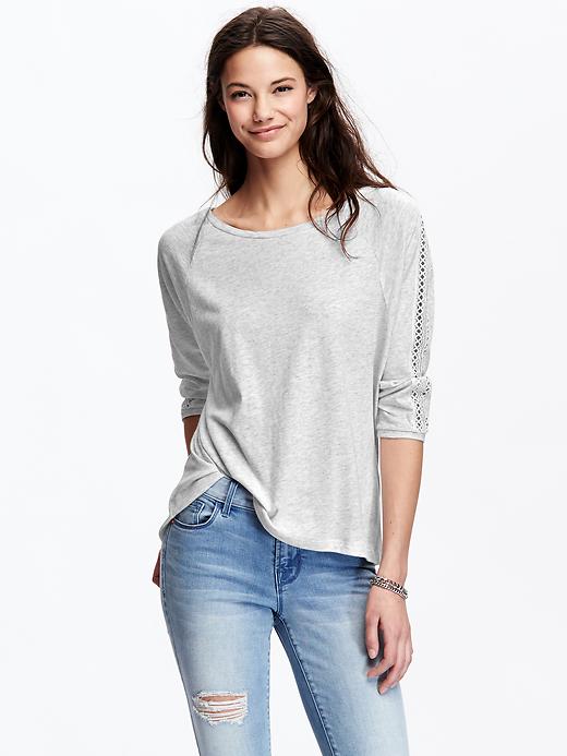 Women's Boxy Crochet-Sleeve Tops | Old Navy