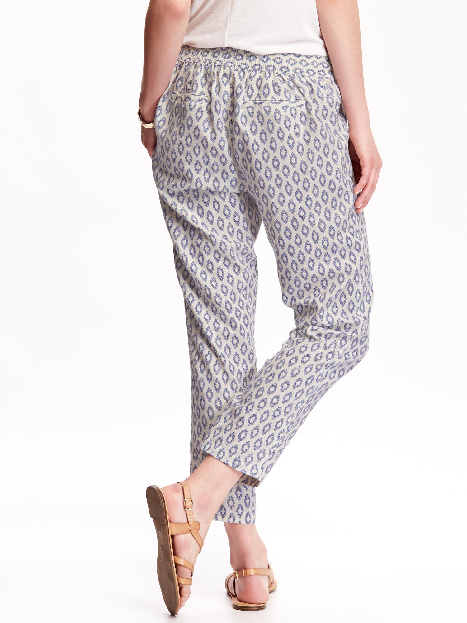 Women's LinenBlend Cropped Pants Old Navy