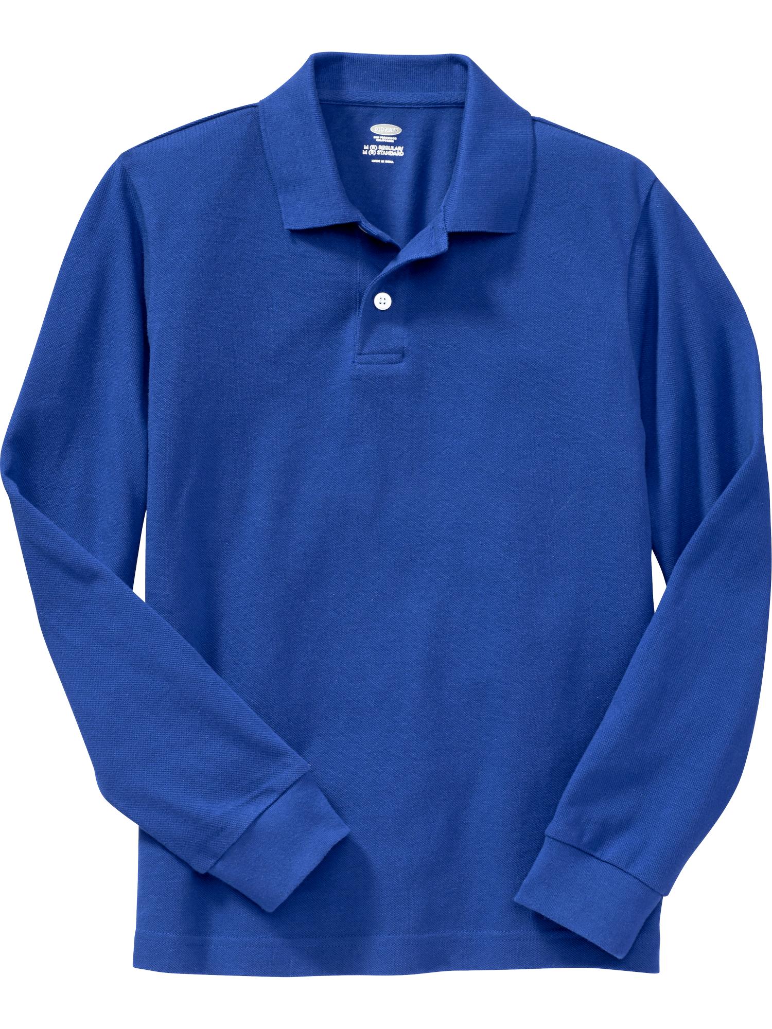 Boys Uniform Long-Sleeve Pique Polos | Old Navy