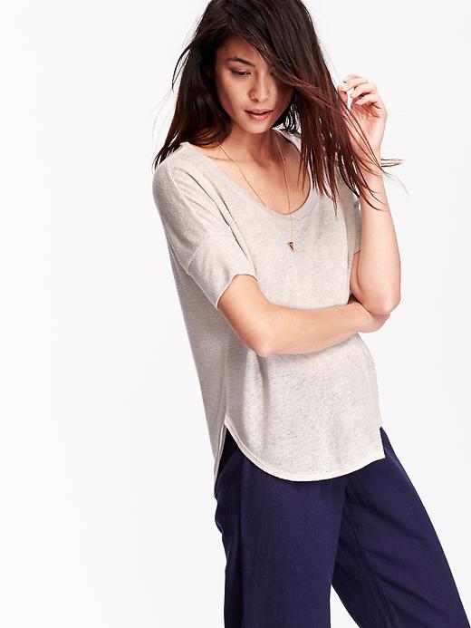 View large product image 1 of 1. Sweater-Knit Short-Sleeve Top