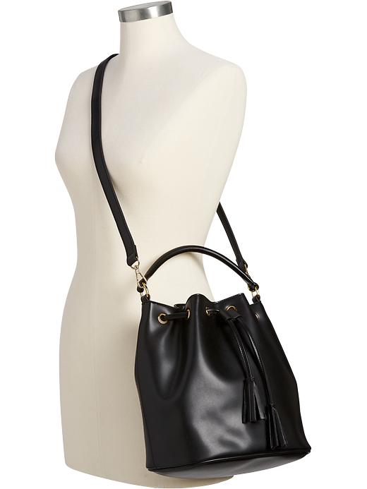 Women s Faux Leather Bucket Bag