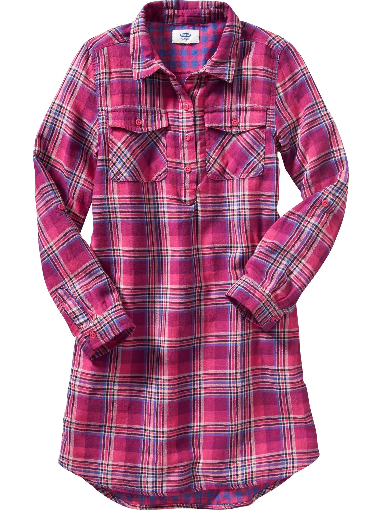 Girls Plaid Flannel Shirt Dresses | Old Navy