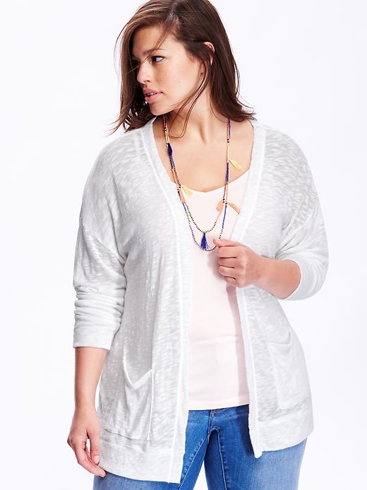 View large product image 1 of 1. Lightweight Open-Front Plus-Size Cardigan