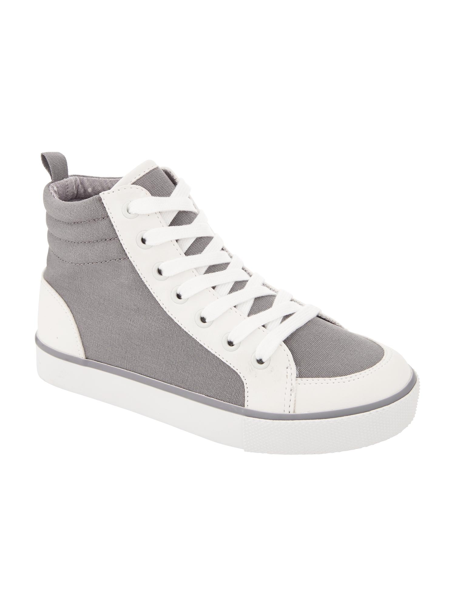 Girls Faux-Leather-Trim High-Tops | Old Navy