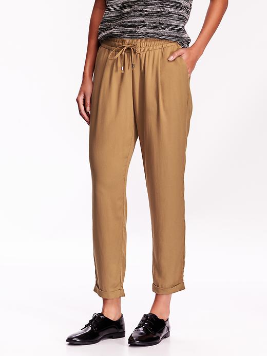 View large product image 1 of 2. Mid-Rise Pleated Soft Pants