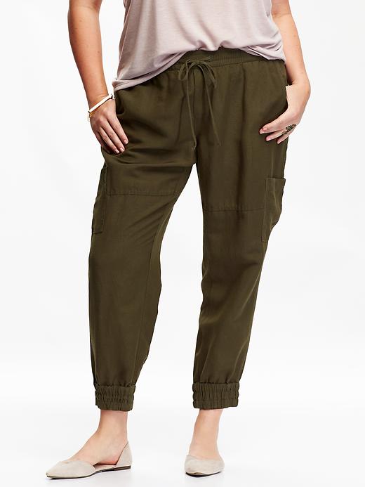 Women's Plus Linen-Blend Cropped Joggers | Old Navy