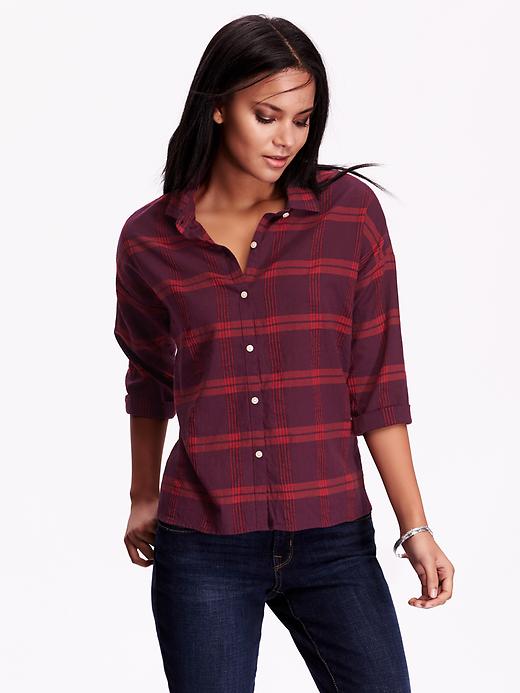 View large product image 1 of 1. Plaid 3/4-Sleeve Shirt