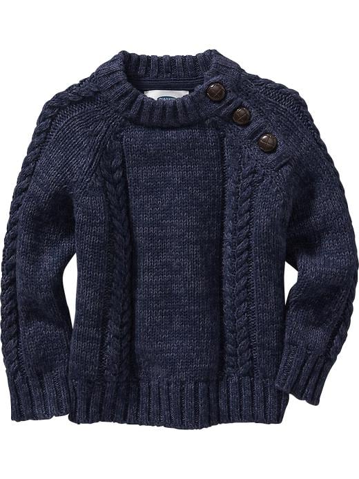 View large product image 1 of 1. Cable-Knit Shoulder-Button Sweaters for Toddler
