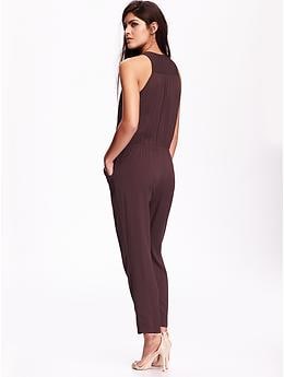 View large product image 2 of 2. Cross-Front Drapey Jumpsuit