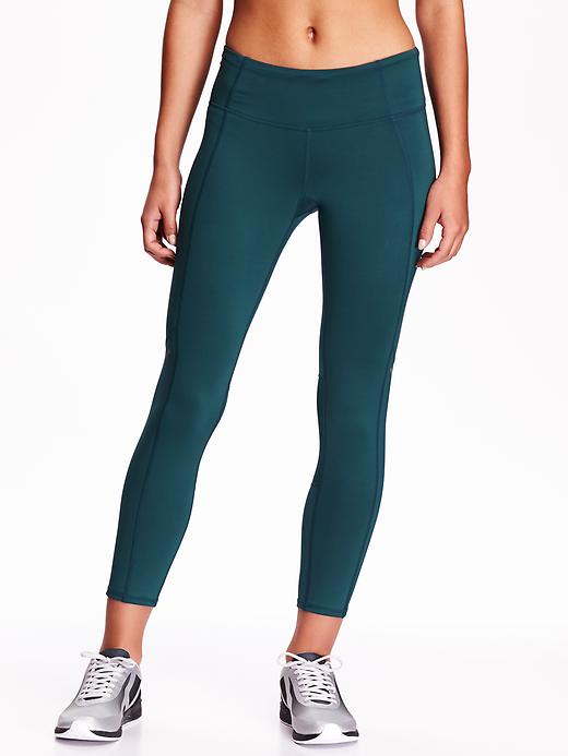 View large product image 1 of 1. Mid-Rise Mesh-Panel Compression Crops for Women