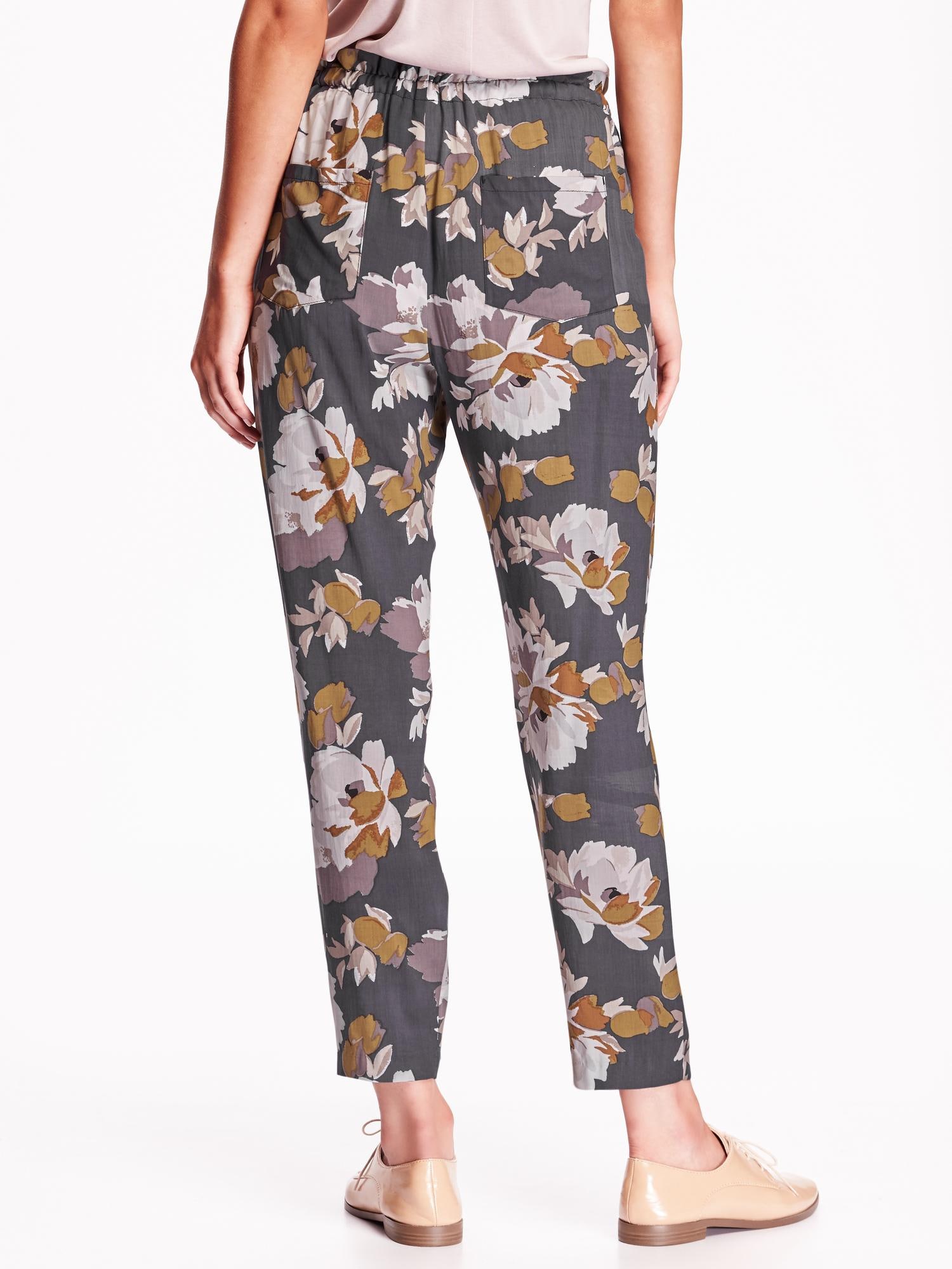 Growing Strong High Waisted Floral Print Pants (Navy Floral) · NanaMacs