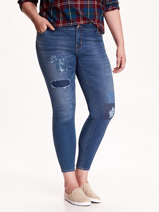 View large product image 1 of 2. Women's Plus Mid-Rise Rockstar Distressed Jeans