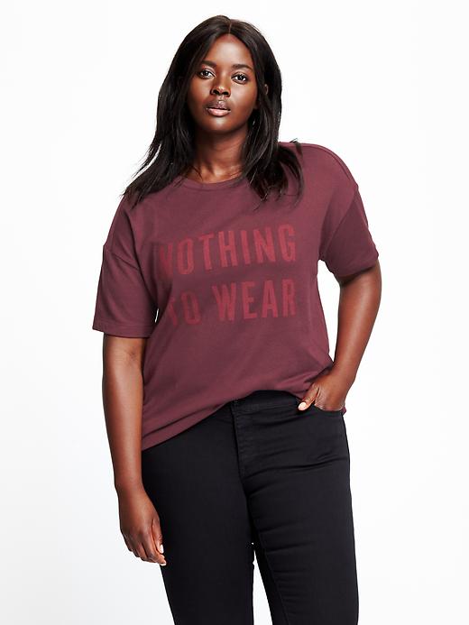View large product image 1 of 1. Oversized Sporty Graphic Plus-Size Tee