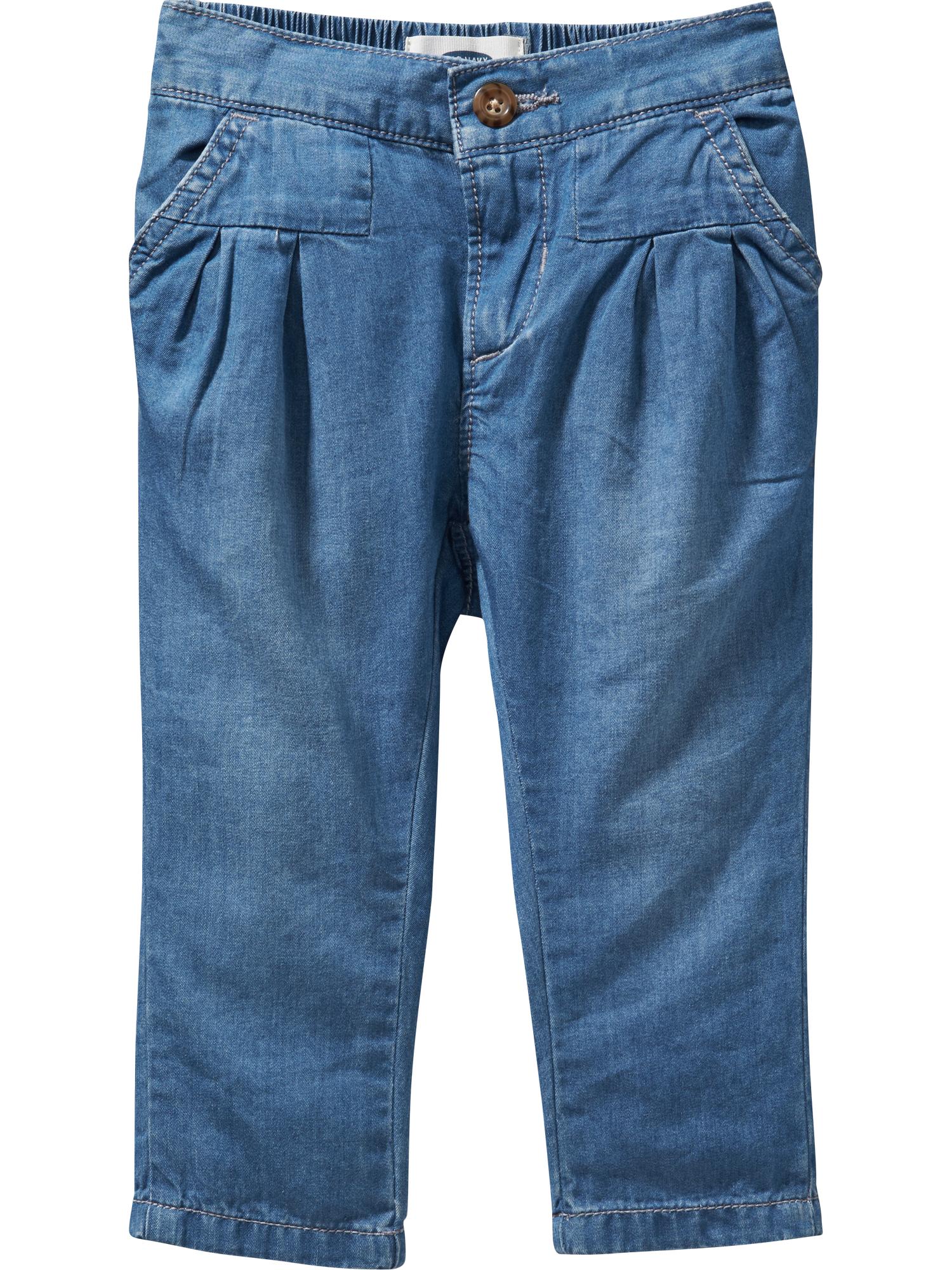 Toddler Boys & Girls Chambray Shorts – Elastic Waist Baggy Denim Bermuda Shorts For Babies & Kids, Pull-On Loose Fit