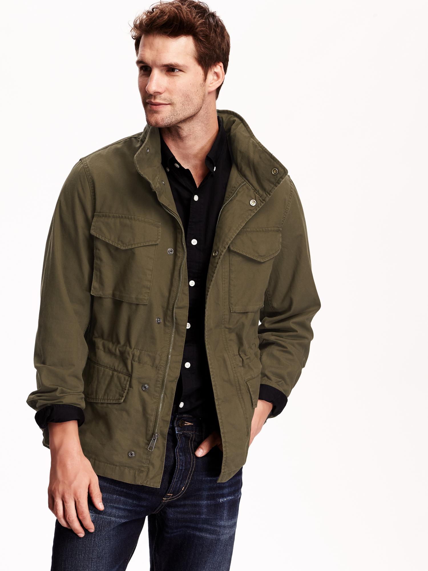 Men's Canvas Military Style Jacket Casual Lightweight Cotton Coat – WenVen