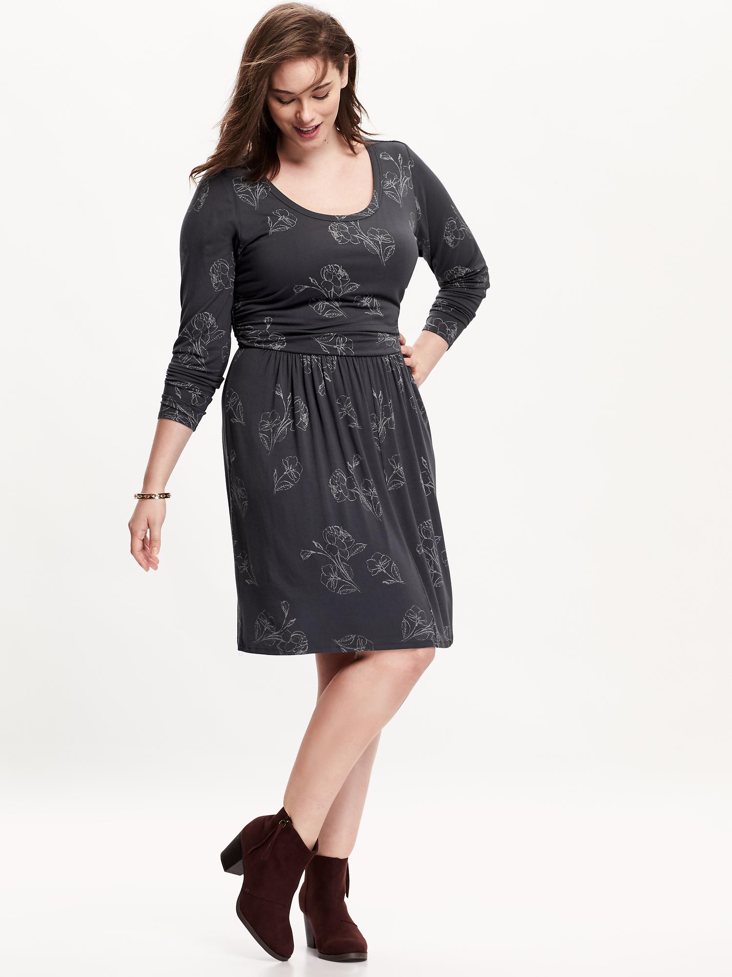 Women's Plus Side-Shirred Jersey Dress