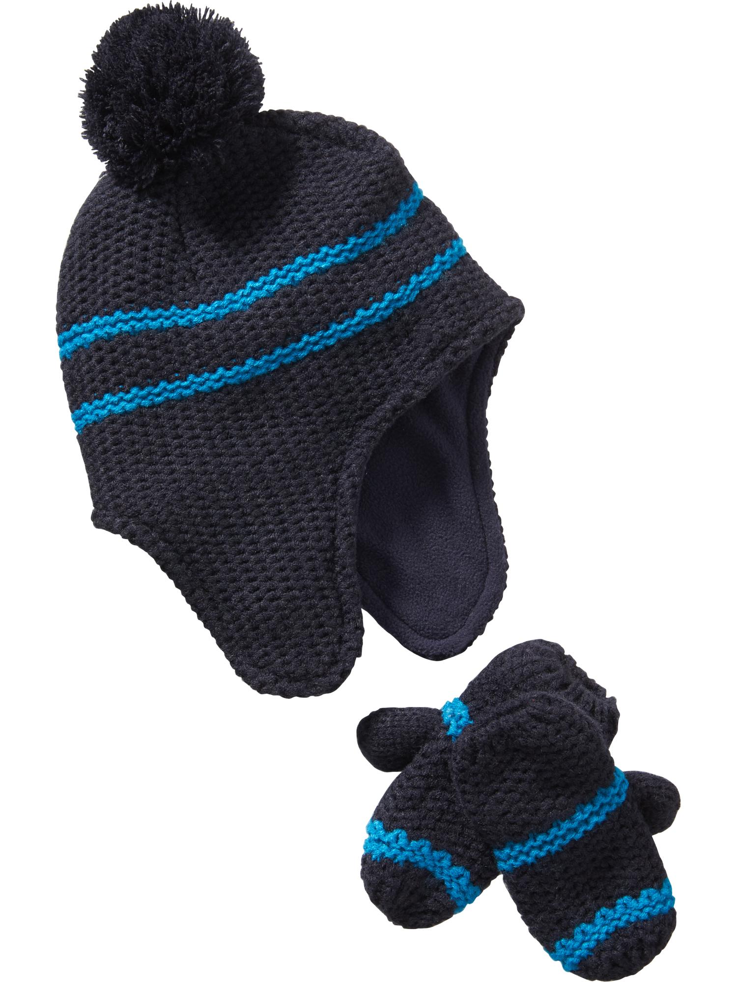 PomPom Trapper Hat & Mitten Set For Toddler Old Navy