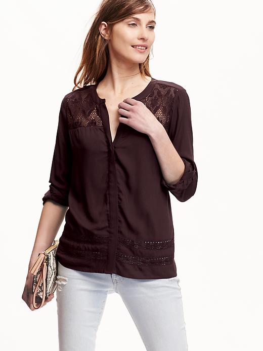 View large product image 1 of 1. Lace-Inset Blouse