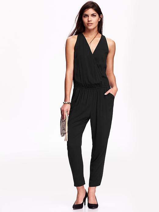View large product image 1 of 1. Cross-Front Drapey Jumpsuit