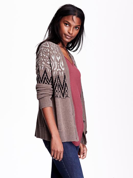 View large product image 1 of 2. Patterned Drop-Shoulder Cardigan