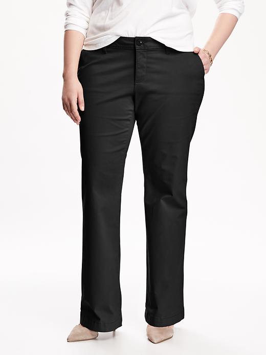 View large product image 1 of 1. Smooth & Slim Mid-Rise Plus-Size Khakis