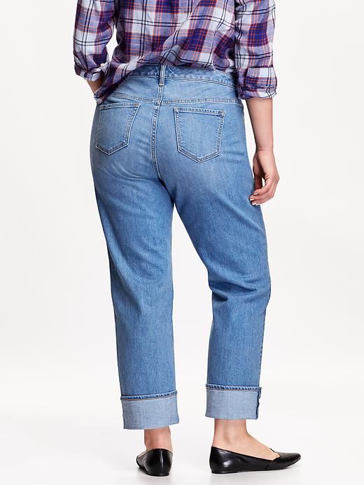 View large product image 2 of 2. Distressed Boyfriend Straight Plus-Size Jeans