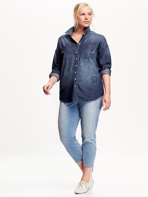 Image number 3 showing, Chambray Boyfriend Shirt