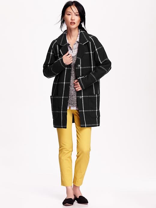 View large product image 1 of 2. Women's Plaid Wool-Blend Coat