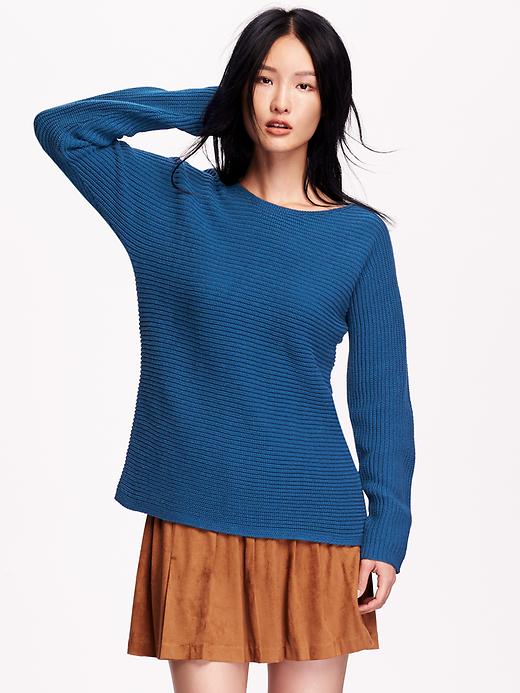 View large product image 1 of 1. Textured Boatneck Sweater