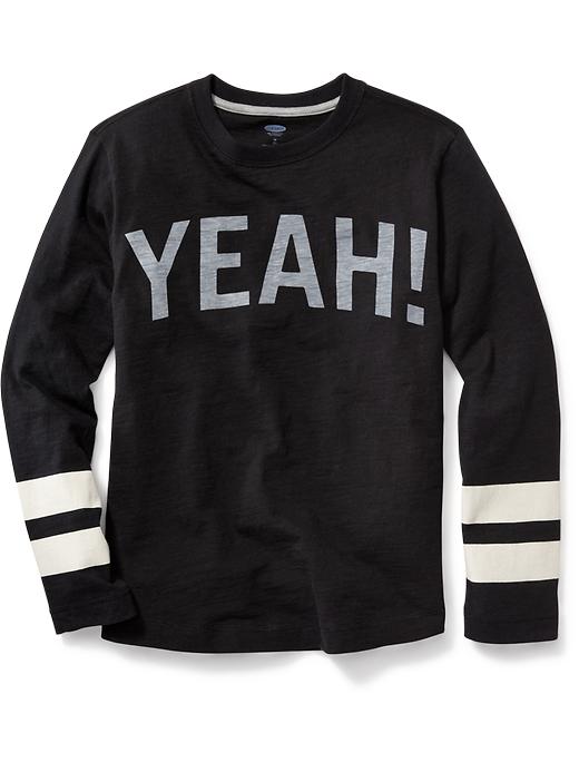 View large product image 1 of 1. Long-Sleeve "YEAH!" Graphic Tee