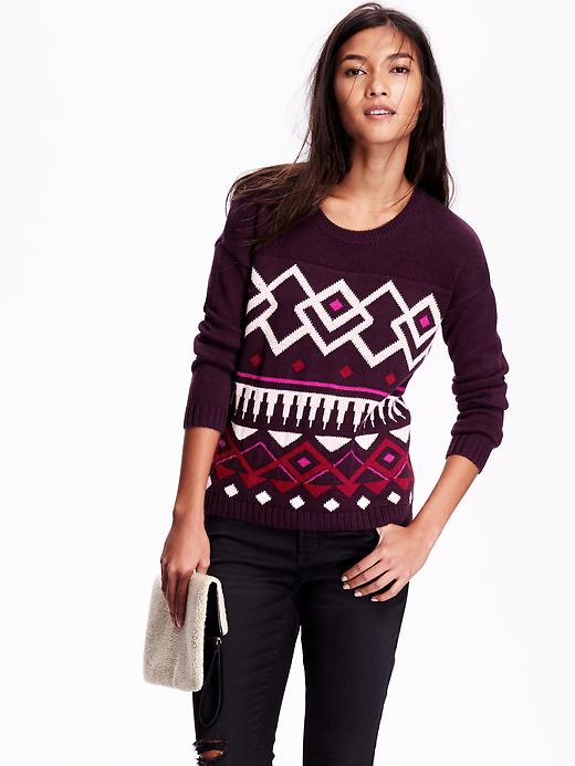 Image number 1 showing, Women's Geo-Patterned Sweater