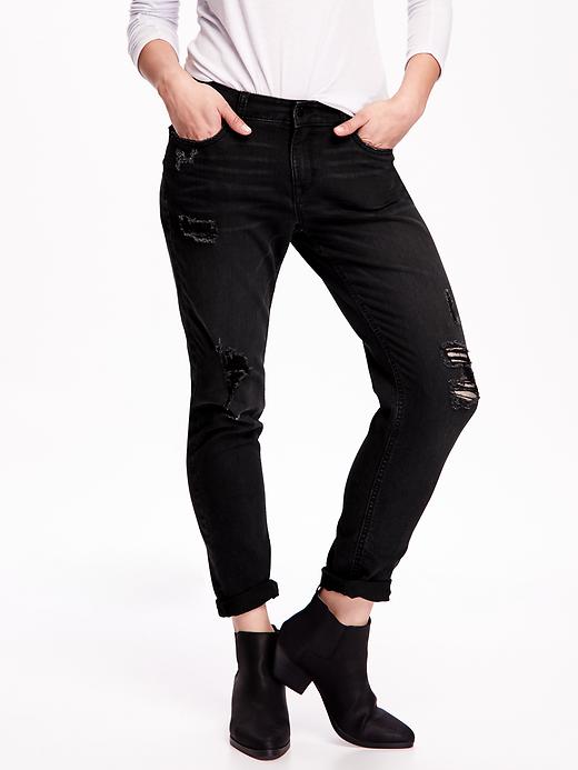 View large product image 1 of 3. Distressed Boyfriend Skinny Ankle Jean