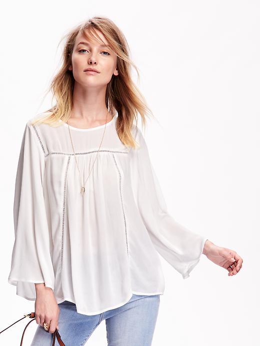 Image number 1 showing, Women's Cutwork Crepe Top
