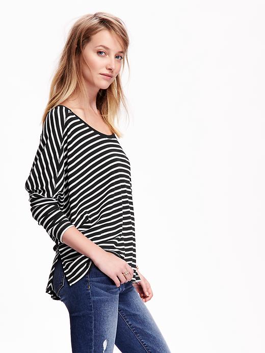 View large product image 1 of 1. Oversized Ribbed Scoop-Neck Tee