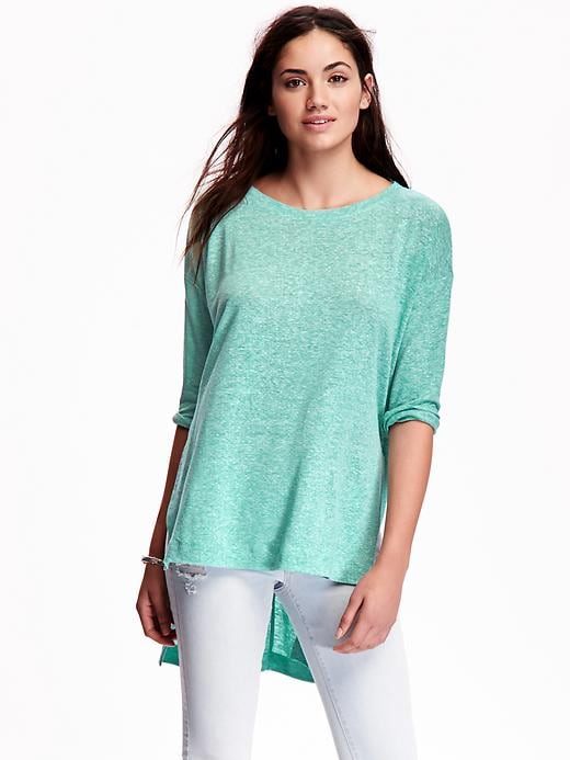 View large product image 1 of 1. Linen-Blend Hi-Lo Tee for Women