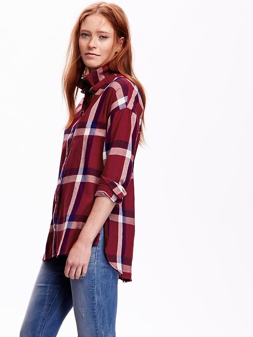 View large product image 1 of 1. Women's Plaid Flannel Boyfriend Shirt