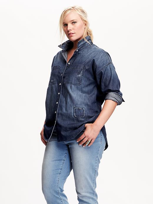 Image number 4 showing, Chambray Boyfriend Shirt