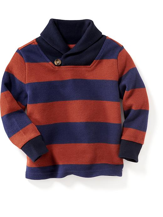 View large product image 1 of 1. Striped Shawl-Collar Pullover