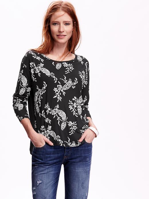 View large product image 1 of 1. Long-Sleeve Drop-Shoulder Top for Women