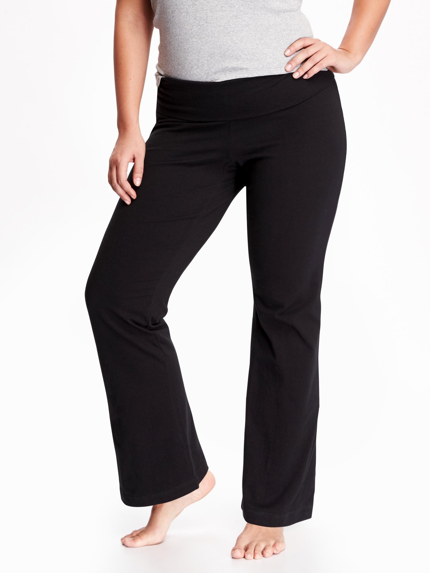 Roll-Over Go-Dry Plus-Size Yoga Pants