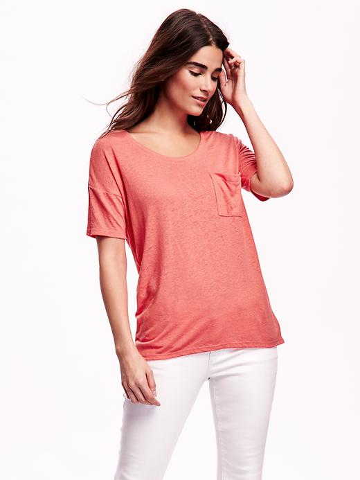 View large product image 1 of 1. Boyfriend Linen-Blend Tee for Women