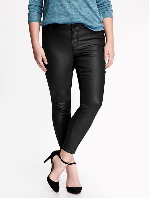 View large product image 1 of 2. The Rockstar Plus-Size Coated Mid-Rise Jeans