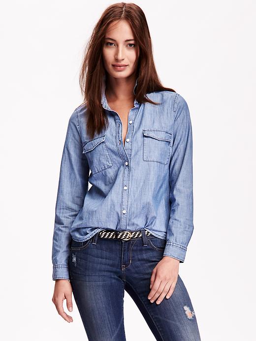 View large product image 1 of 1. Classic Chambray Shirt for Women