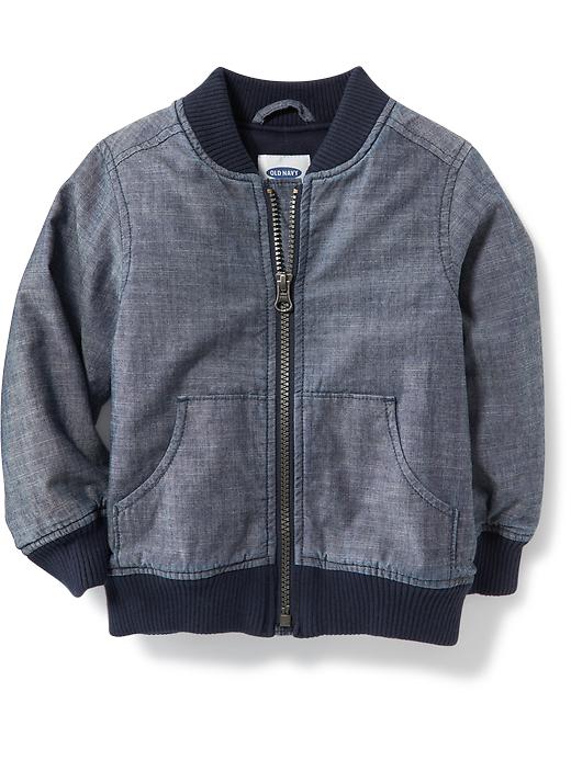 View large product image 1 of 1. Chambray Bomber Jacket