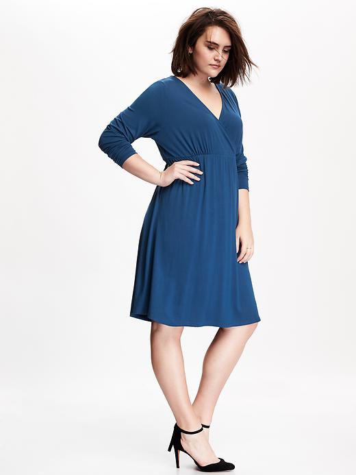 View large product image 1 of 1. Jersey Wrap Plus-Size Dress