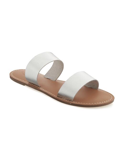 Image number 1 showing, Faux-Leather Double-Strap Sandals for Women