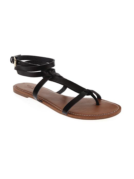 View large product image 1 of 1. Faux Leather T-Strap Sandals for Women
