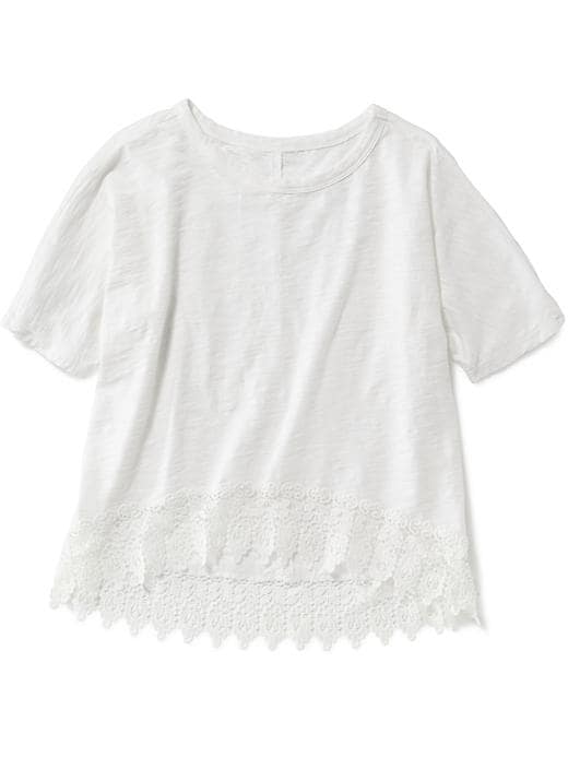 Relaxed Lace Trim Tee for Girls | Old Navy