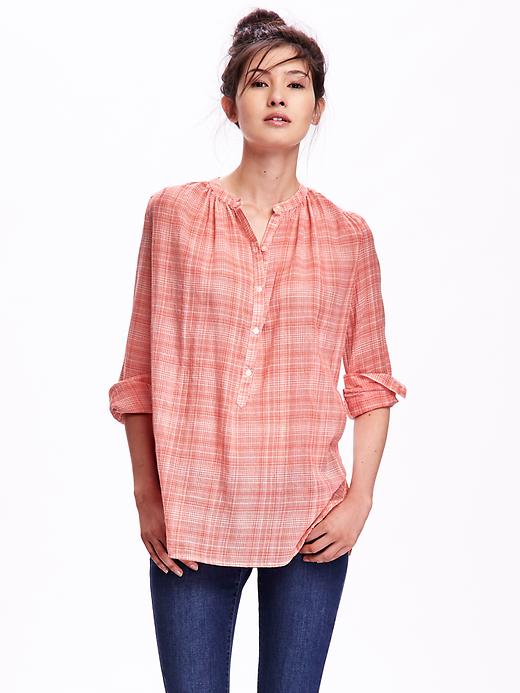 View large product image 1 of 1. Gauze Popover Tunic for Women